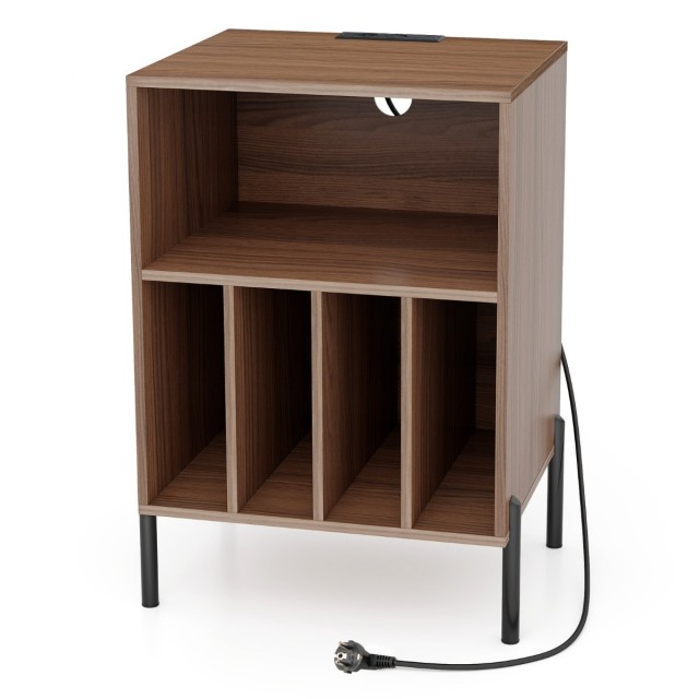 Costway Βάση Πικάπ με Σταθμό Φόρτισης & Ράφι & 4 Διαχωριστικά για Δ...