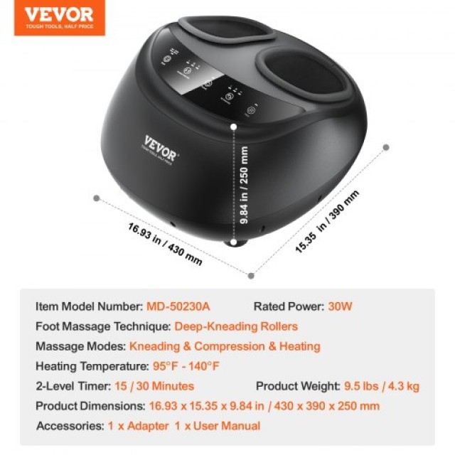 VEVOR  Θερμαινόμενος Σιάτσου Μασέρ Ποδιών για Ανακούφιση Πόνου BGSJDAMQHSZYMU81IV2
