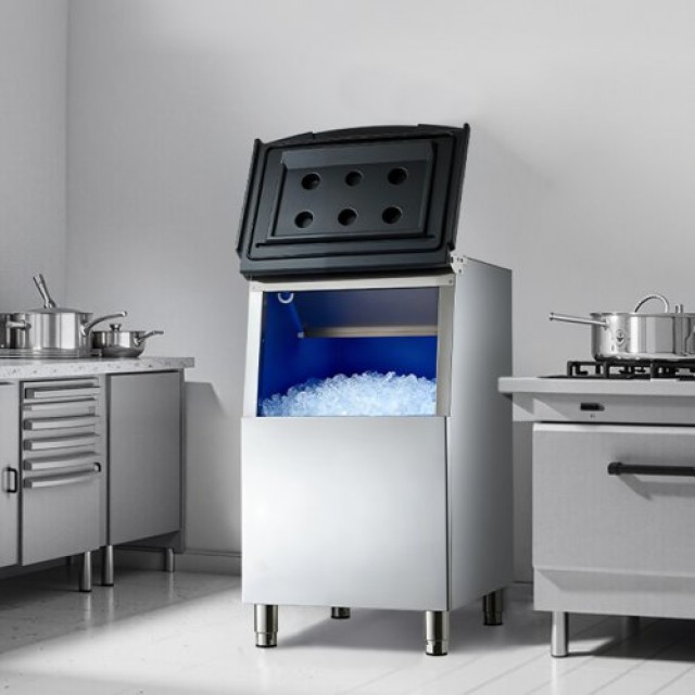 VEVOR Επαγγελματική Παγομηχανή με Κάδο Αποθήκευσης Πάγου, 113 KG, α...