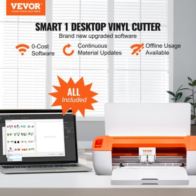 VEVOR  Μηχανή Κοπής Βινυλίου, Bluetooth, Συμβατή με iOS, Android, Windows, Mac, Σχέδια για Κάρτες & Διακόσμηση Σπιτιού  QZDTSKZJLYKZDNA00V2