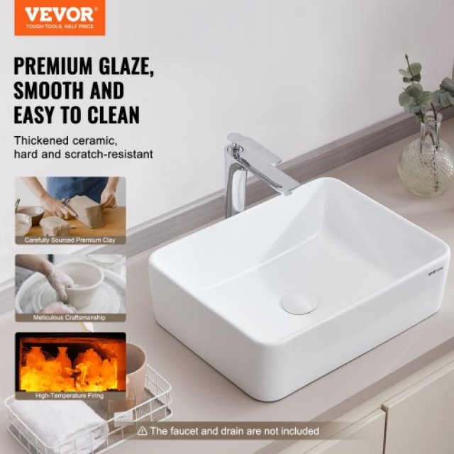 Σύγχρονος Κεραμικός Νιπτήρας VEVOR 19x14.7 Λευκός  TMSCTCJX4837PYW3KV0