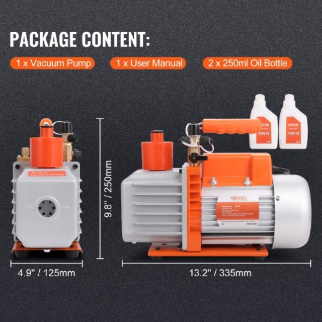 VEVOR Αντλία Κενού 7 CFM 2 Σταδίων HVAC  KDZ7CFM370WA1J1T5V2