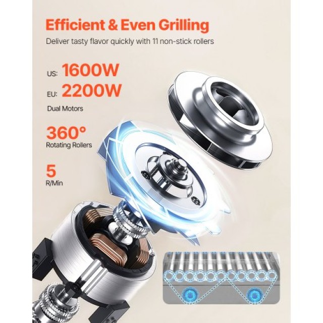 VEVOR Ηλεκτρική Συσκευή Ψησίματος Hot Dog 2200W SYGDSRGJ11GF8O3OPV2