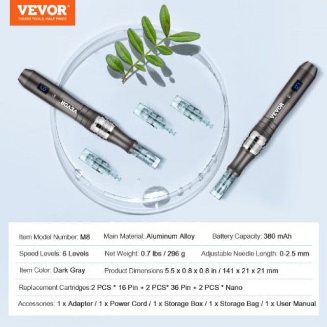 VEVOR  Ηλεκτρικό Στυλό Μικροβελονισμού με 6 Βελόνες και 6 Ταχύτητες NMWZKZKZKZ6212UP3V2