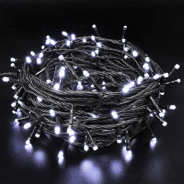 BAKAJI Γιρλάντα με 300 LED Λάμπες Ψυχρού Λευκού, Χειριστήριο 8 Λειτ...