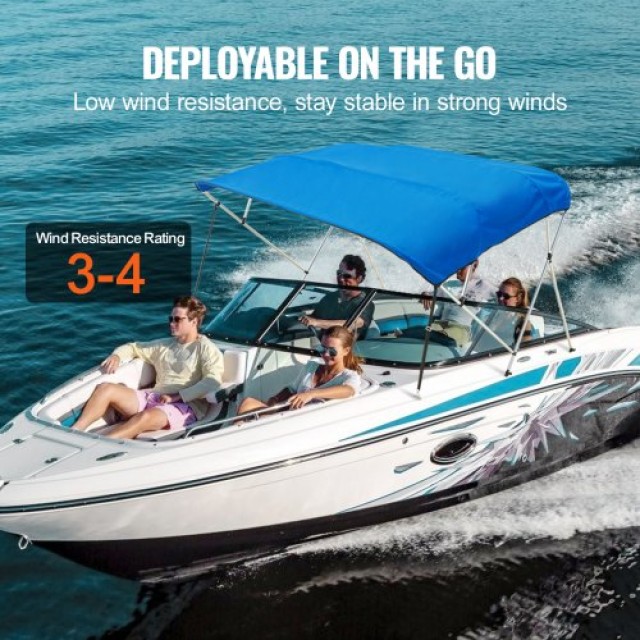 Κάλυμμα Σκάφους VEVOR 4 Bow Bimini Top, 900D Πολυεστέρας, 1 Σκελετός Αλουμινίου, Αδιάβροχο, 8L x 54H x 91-96W, Μπλε του Ειρηνικού  4GCYZYP8L919WCX6CV0