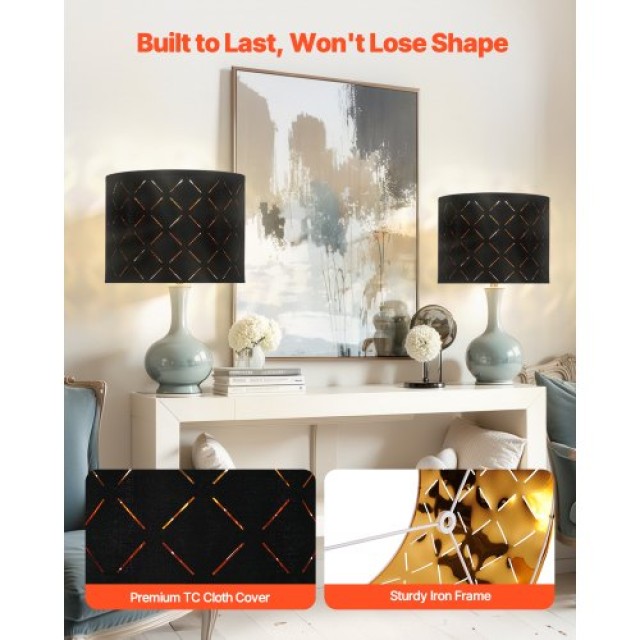 VEVOR Σετ 2 Μαύρα Στρογγυλά Καπέλα Λάμπας 13x13x10 με Άρπα YZXDZ131... VEVOR Σετ 2 Μαύρα Στρογγυλά Καπέλα Λάμπας 13x13x10 με Άρπα YZXDZ131...