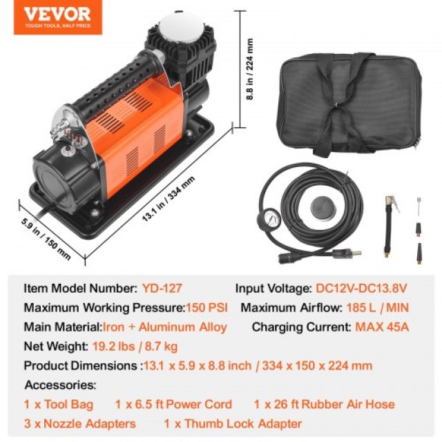 VEVOR Φορητός Αεροσυμπιεστής 7.06CFM 150PSI  ZXLTCQJSDTZ6QOJ98V2