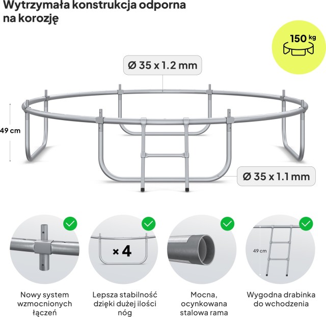 Τραμπολίνο Κήπου  JumpPro PREMIUM 252 cm με Εσωτερικό Δίχτυ Μαύρο - Πράσινο 12578745 Zipro
