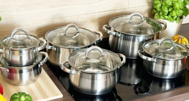 Σετ Μαγειρικά Σκεύη - Κατσαρόλες 12 τεμάχια Inox ZL-8331 ZILNER