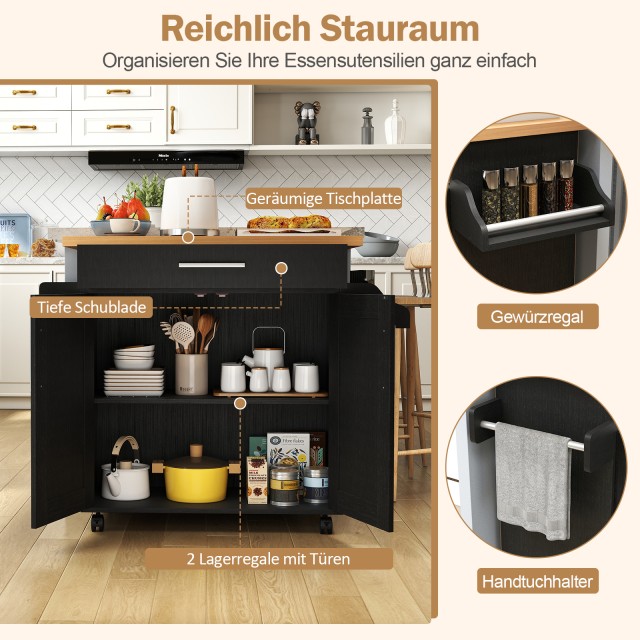 Costway Πολυλειτουργικό Τρόλεϊ Κουζίνας  με Συρτάρι & Ρυθμιζόμενο Ρ...