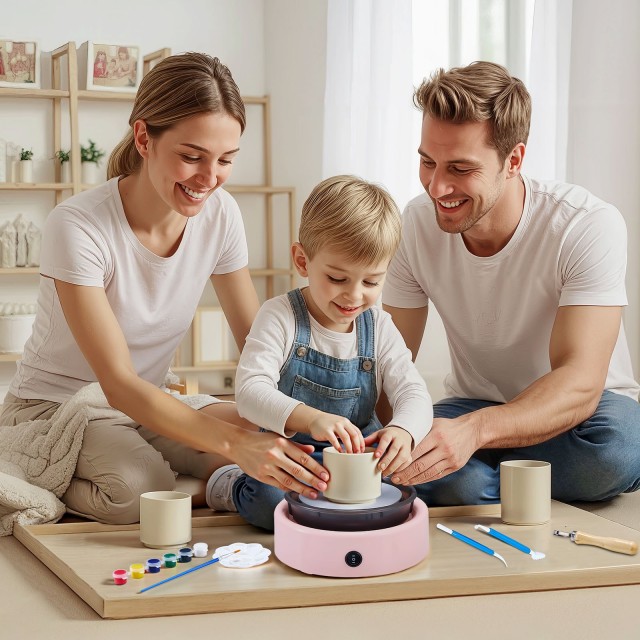 VEVOR Ηλεκτρικός Τροχός Κεραμικής για Παιδιά με Ροζ Πλάκα 158 mm ET...