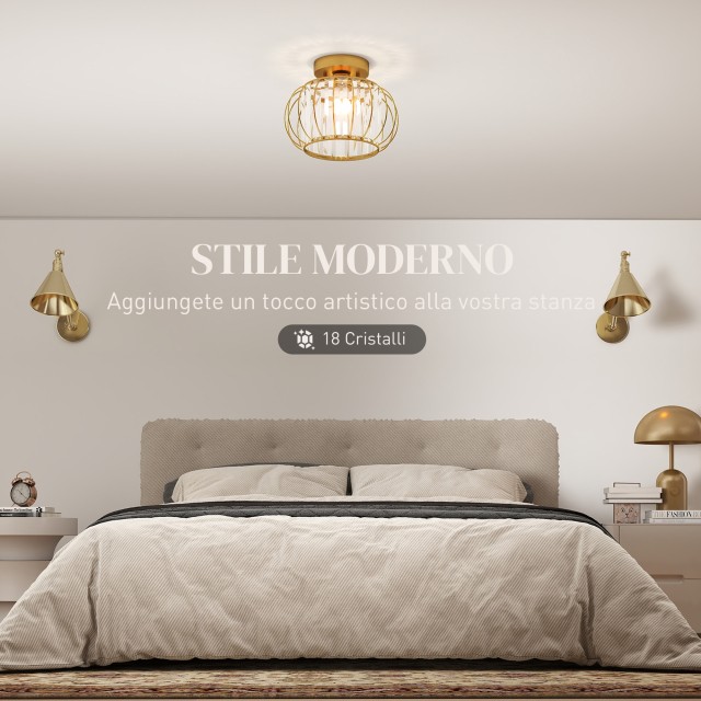 HOMCOM Μοντέρνο και Μινιμαλιστικό Φωτιστικό Οροφής LED με Κλουβί κα...