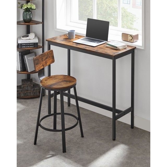 VASAGLE Σετ 2 Βιομηχανικά Σκαμπό Μπαρ 49.5x49.5x63cm με Ρουστίκ Καφ...
