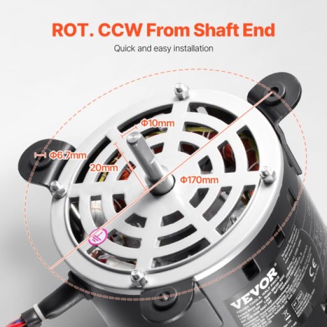 VEVOR Κινητήρας Φυσητήρα Καμίνου 1/5HP 220V 1.45A 1100RPM 3 Ταχυτήτων με Πυκνωτή 8μF/450V MSFGJDJ15HP3PS02WV7