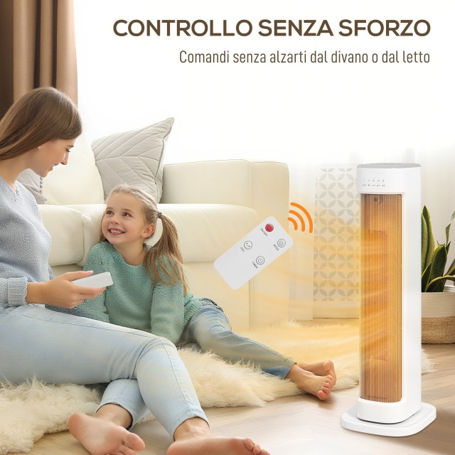 HOMCOM Κεραμική Θερμάστρα 2000W με 3 Ρυθμιζόμενες Θερμοκρασίες, Χρο...