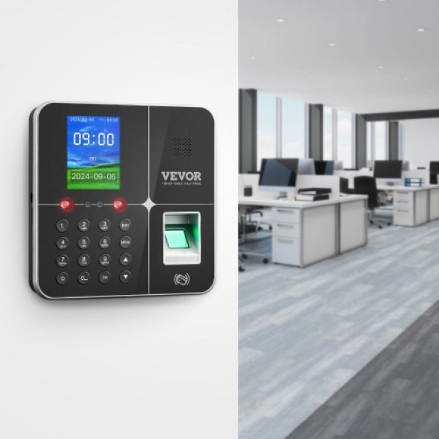 VEVOR  Ρολόι Βιομετρικό Χρονομέτρησης 100000 Εγγραφές Μηχανή Καταγρ...
