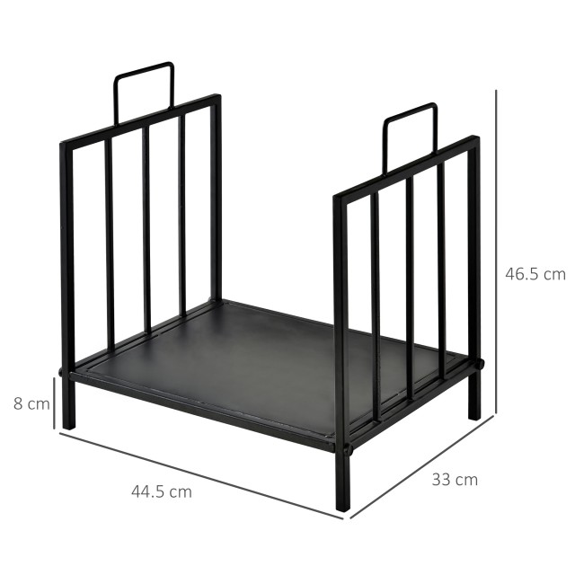 Outsunny Ξυλοθήκη για Τζάκι 15kg max για Εσωτερικό και Εξωτερικό με 2 Λαβές από Μέταλλο 44.5x33x46.5 cm Μαύρο 842-150