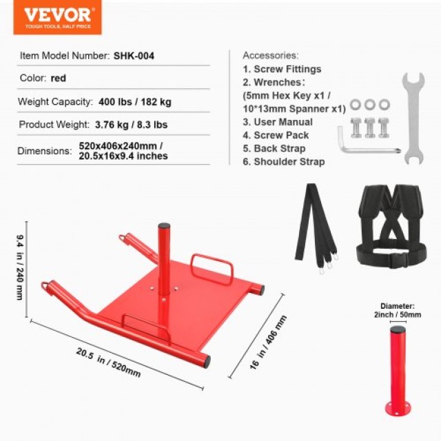VEVOR Έλκηθρο Προπόνησης Δύναμης, Κόκκινο  LXQTX2YC0000BDFUXV0