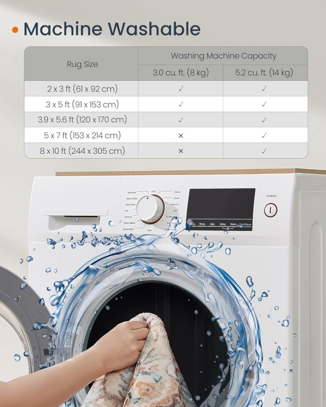 SONGMICS HOME TAR036Q01 Χαλί 5 x 7 για Υπνοδωμάτιο, Αντιολισθητικό, Πλενόμενο, Vintage Στυλ 