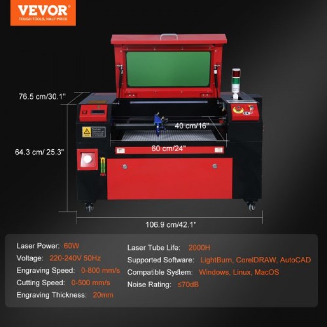 VEVOR 60W CO2 Λέιζερ Χαράκτης 400x600 mm  YTSDKJOCCO260FEPNV2