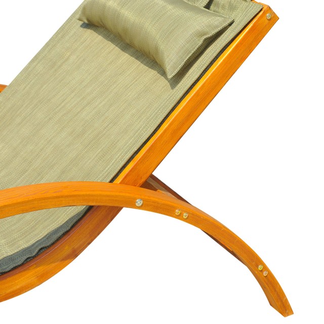 Outsunny Lounger Εργονομική Ξύλινη Ξαπλώστρα κήπου με καφέ επένδυση κεφαλιού 84B-032BN