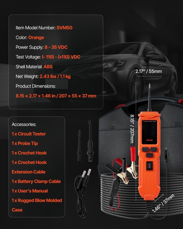 VEVOR Αυτοκινητιστικός Ελεγκτής Κυκλωμάτων, 8 - 35 DCV με Έγχρωμη Ο...