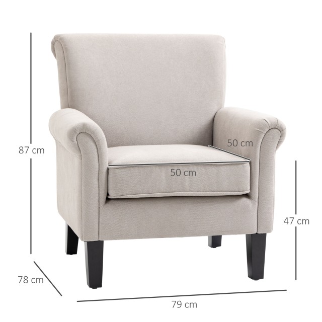 HOMCOM Nordic Style Furnishing Πολυθρόνα με μπράτσα, σε ξύλο και πολυεστέρα, 79x78x87 cm, γκρι και καφέ 839-456V00GY