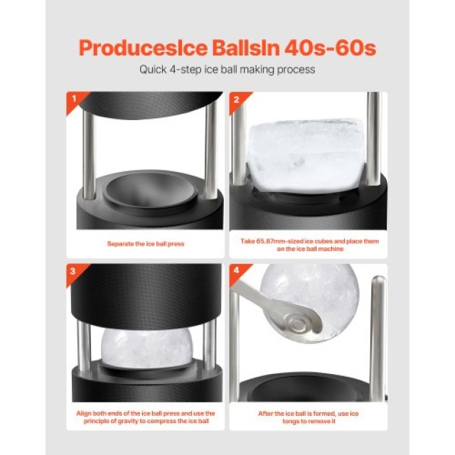 VEVOR  Σετ Παρασκευής Παγοσφαιρών 60mm για Ουίσκι BQYJHSLC60MME72PMV0