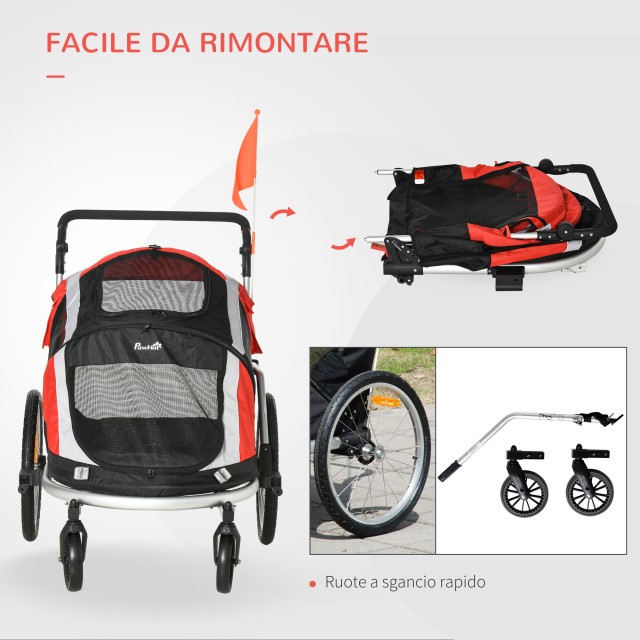 PawHut Dog Bike Trailer για σκύλους κάτω των 30 κιλών με 2 εισόδους...