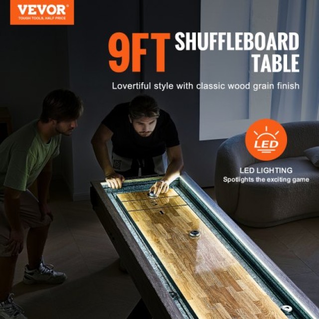 VEVOR 9 ft LED Τραπέζι Shuffleboard 2 σε 1 Σετ Παιχνιδιού Shuffleboard και Bowling  ZZKSHZ9YCDD0UFE5XV9