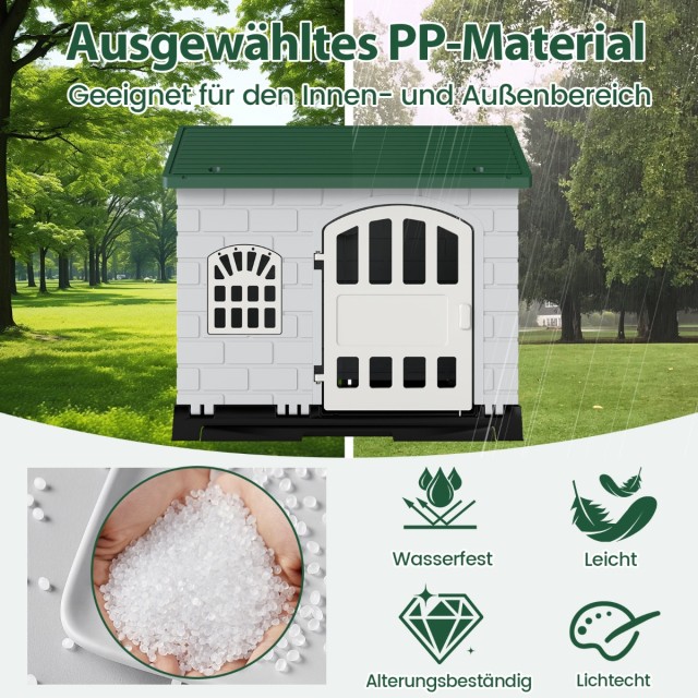 Costway Εξωτερικός Σκύλος Σπίτι με Πόρτα & 3 Παράθυρα & Αφαιρούμενο...