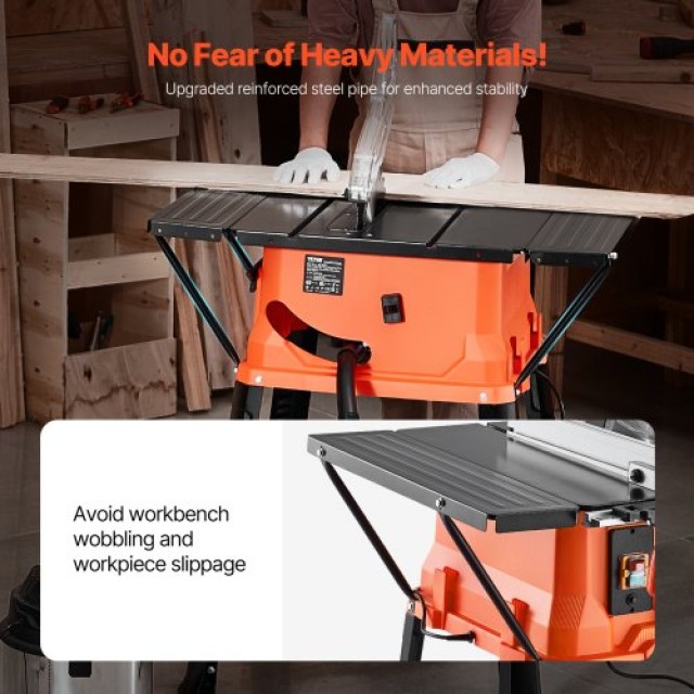 VEVOR Φορητό Πριόνι Τραπέζι με Βάση 1800W, 254MM Λεπίδα, 4800 RPM, για Ξυλουργική & Κατασκευή Επίπλων MGTJGDZJ10YCA9SCGV2