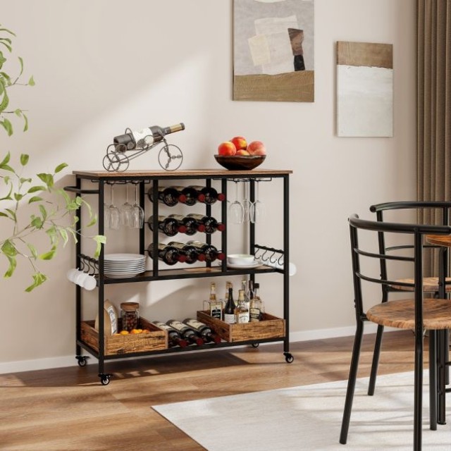 Τρόλεϊ Κουζίνας 3 Επιπέδων 108 x 40 x 91 cm COSTWAY JV11558CF