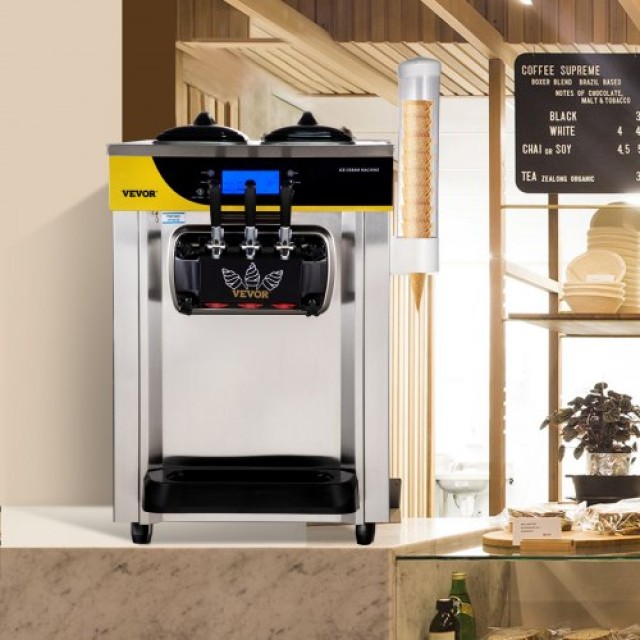 VEVOR  Επαγγελματική Παγωτομηχανή 22-30L/H, 2200W, Ασημί S2230LHR1220VSMH8V2