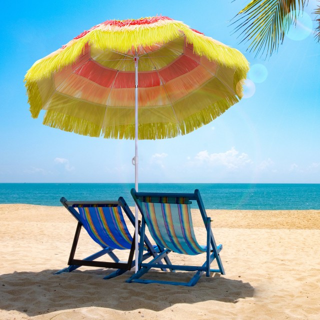 Outsunny Φορητή Χαβανέζικη Ομπρέλα, Στέγαστρο Ø160cm, Αδιάβροχη, Ύψ...