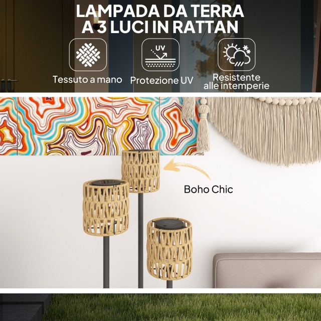 Outsunny Λάμπα Εξωτερικού Χώρου Ηλιακή σε Στυλ Boho με Κεντρικό Ράφ...