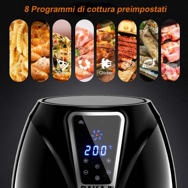 BAKAJI  Ψηφιακός Αεροφριτέζα Χωρίς Λάδι Airfryer 3,2 Lt Τηγανίζει Μαγειρεύει 1300W  02012457