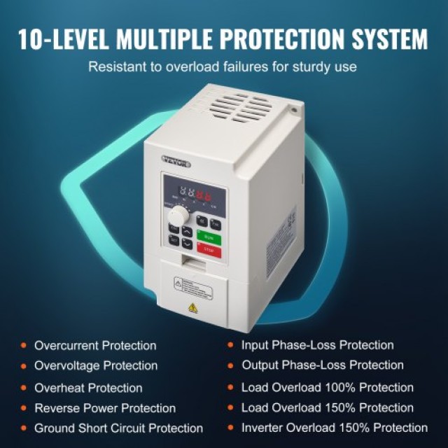 VEVOR Μετατροπέας Συχνότητας 4HP 3KW 14A 1 ή 3 Φάσεων AC 220V Είσοδος σε 3 Φάσεων AC 0~220V Έξοδος BPQDQ3KW220VKM54OV7