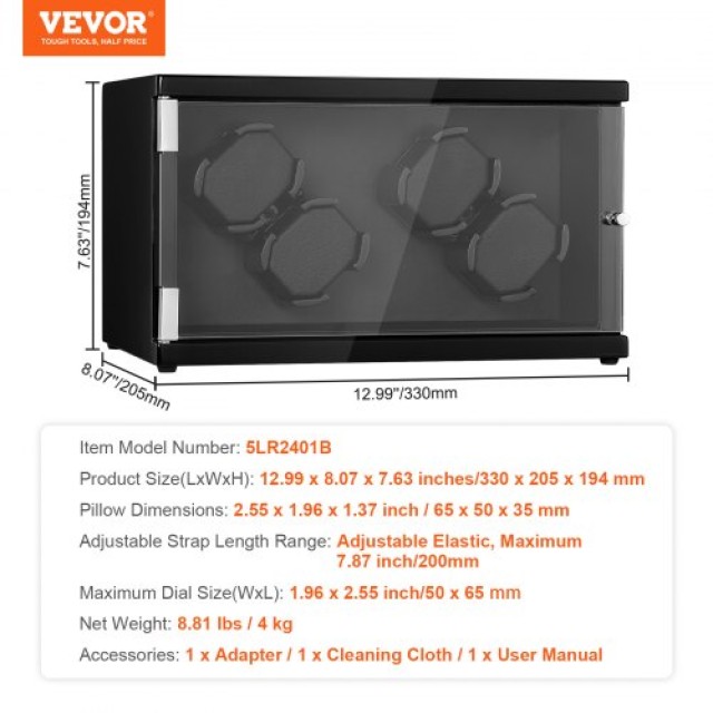 VEVOR Κουρδιστήρι Ρολογιών για 4 Αυτόματα Ρολόγια με 2 Αθόρυβους Ιαπωνικούς Κινητήρες Mabuchi  SBZDSLH4ZF00F7UV2V2