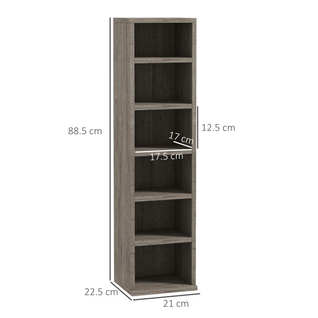 HOMCOM  Σετ 2 Ραφιών για CD με Ρυθμιζόμενα Ράφια για 204 CD, 21x22.5x88.5 εκ., Γκρι  833-872V00CG