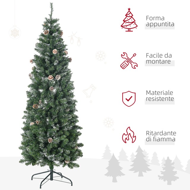 HOMCOM Τεχνητό χριστουγεννιάτικο δέντρο 180cm με κουκουνάρια, 618 κλαδιά και μεταλλική βάση, πράσινο 830-757V00GN