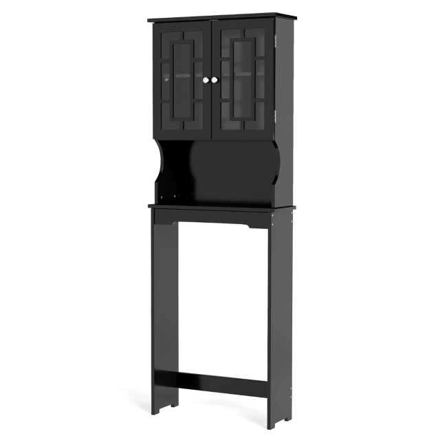 Costway Μαύρο Ντουλάπι Μπάνιου με 3 Ράφια για Πλυντήριο Ρούχων JV10...