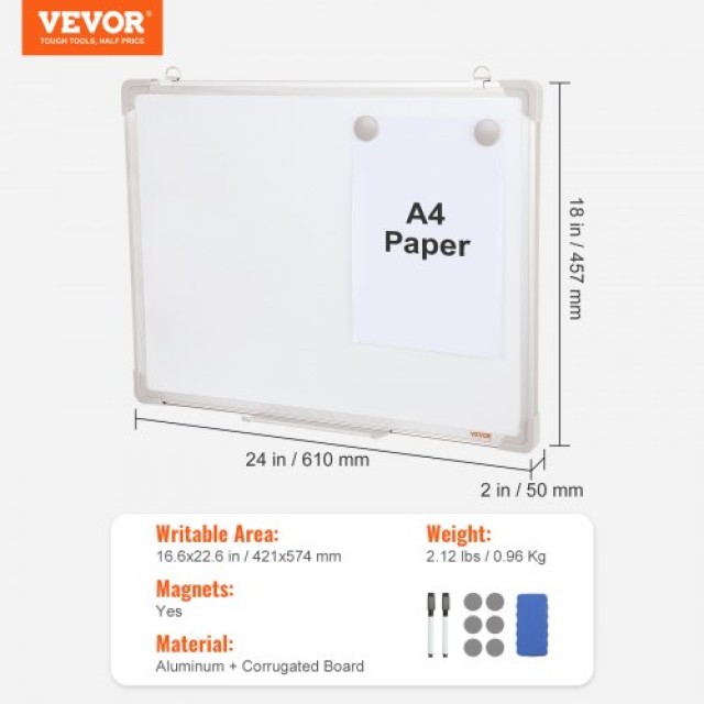 Μαγνητικός Πίνακας VEVOR 24x18, με Σβήστρα & Μαρκαδόρους  BBYCXG2418ABSNNC9V0