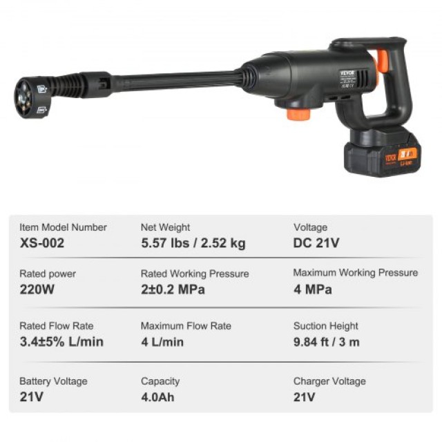 Φορητό Πλυστικό Υψηλής Πίεσης VEVOR 580 PSI  WSLSGYQXJYSD1B7QRV2