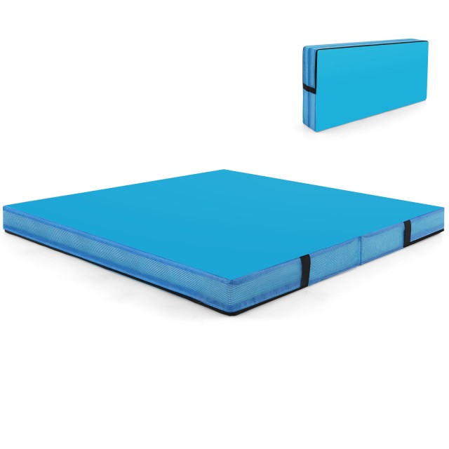 Costway  Πτυσσόμενο Μπλε Στρώμα Γυμναστικής 122 x 122 cm, Διπλής Αν...