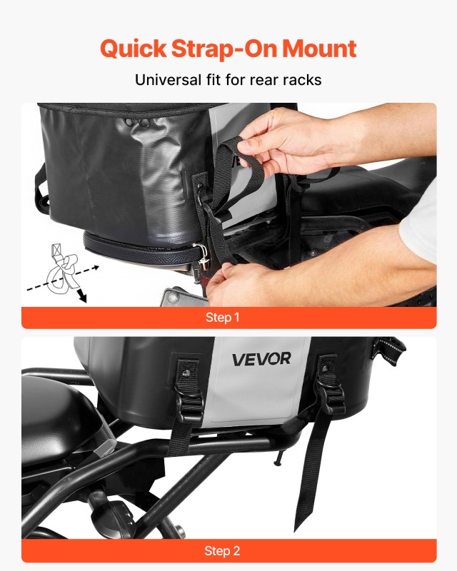 VEVOR Τσάντα Πίσω Καθίσματος Μηχανής 28L από Αδιάβροχο Υλικό, Διαστ...