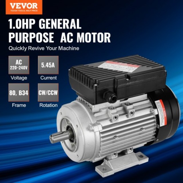 Ηλεκτροκινητήρας VEVOR 0.75KW 1400RPM 220~240V 1-Φάση  TYJLIECDJ172IOHFKV7