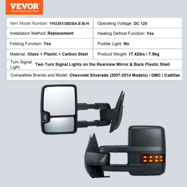 Καθρέπτες Ρυμούλκησης VEVOR για Chevrolet Silverado/GMC/Cadillac (2...