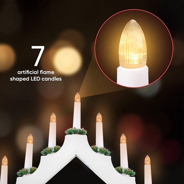 BAKAJI  Ηλεκτρικό Χριστουγεννιάτικο Κηροπήγιο Advent Led 7 Κεριά Χριστουγέννων Χρώμα Λευκό  02814732